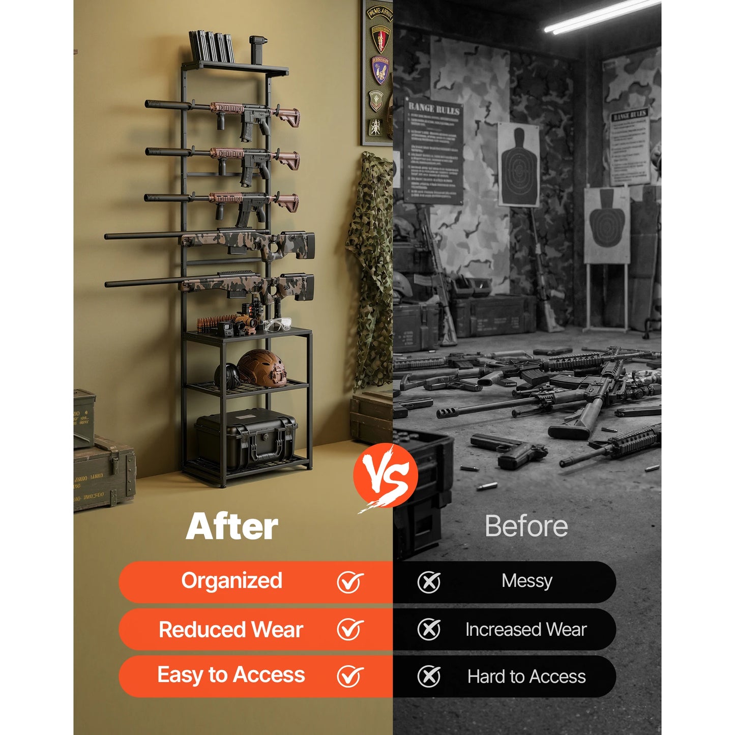 SucceBuy Floor Standing Gun Rack With Storage Shelf
