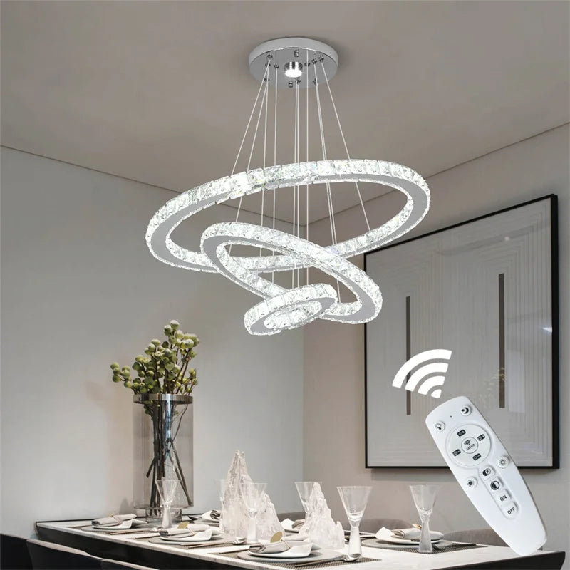 GreeLustr Modern Crystal Led Chandelier With Dimming And Remote