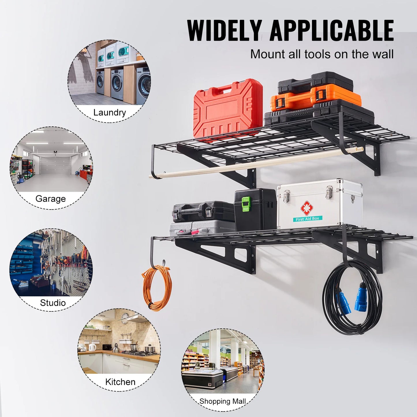 SucceBuy Two Layer Power Tool Organizer Rack Wall Mount Heavy Duty