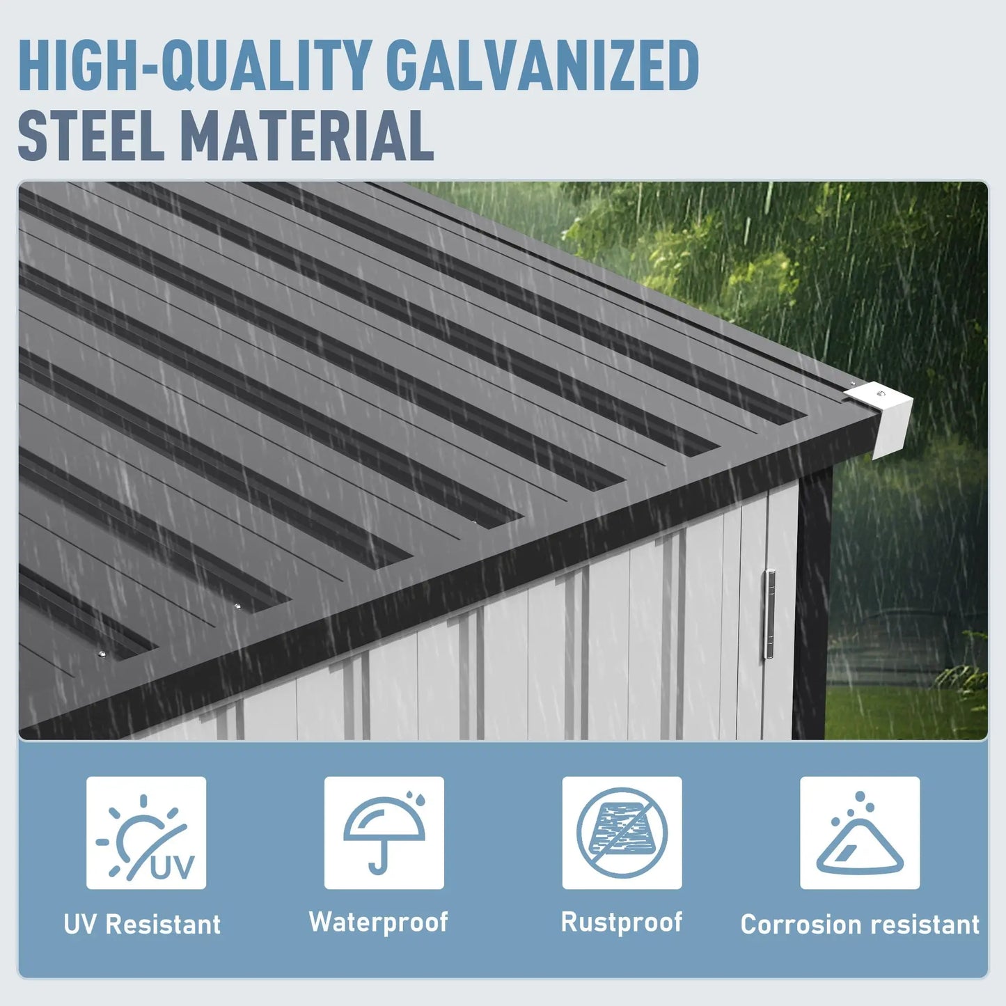 VIWAT Outdoor Metal Storage Shed With Lockable Window