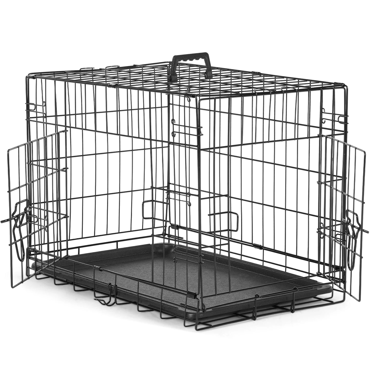 JHK Folding Metal Wire Dog Cage With Leak Proof Pan