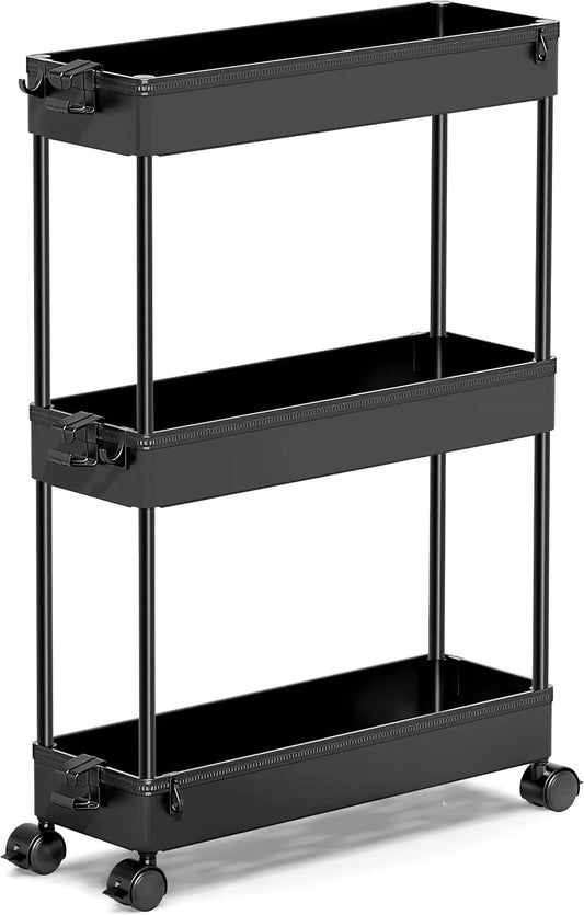 NBVCX Slim 3-Tier Rolling Storage Cart For Narrow Spaces