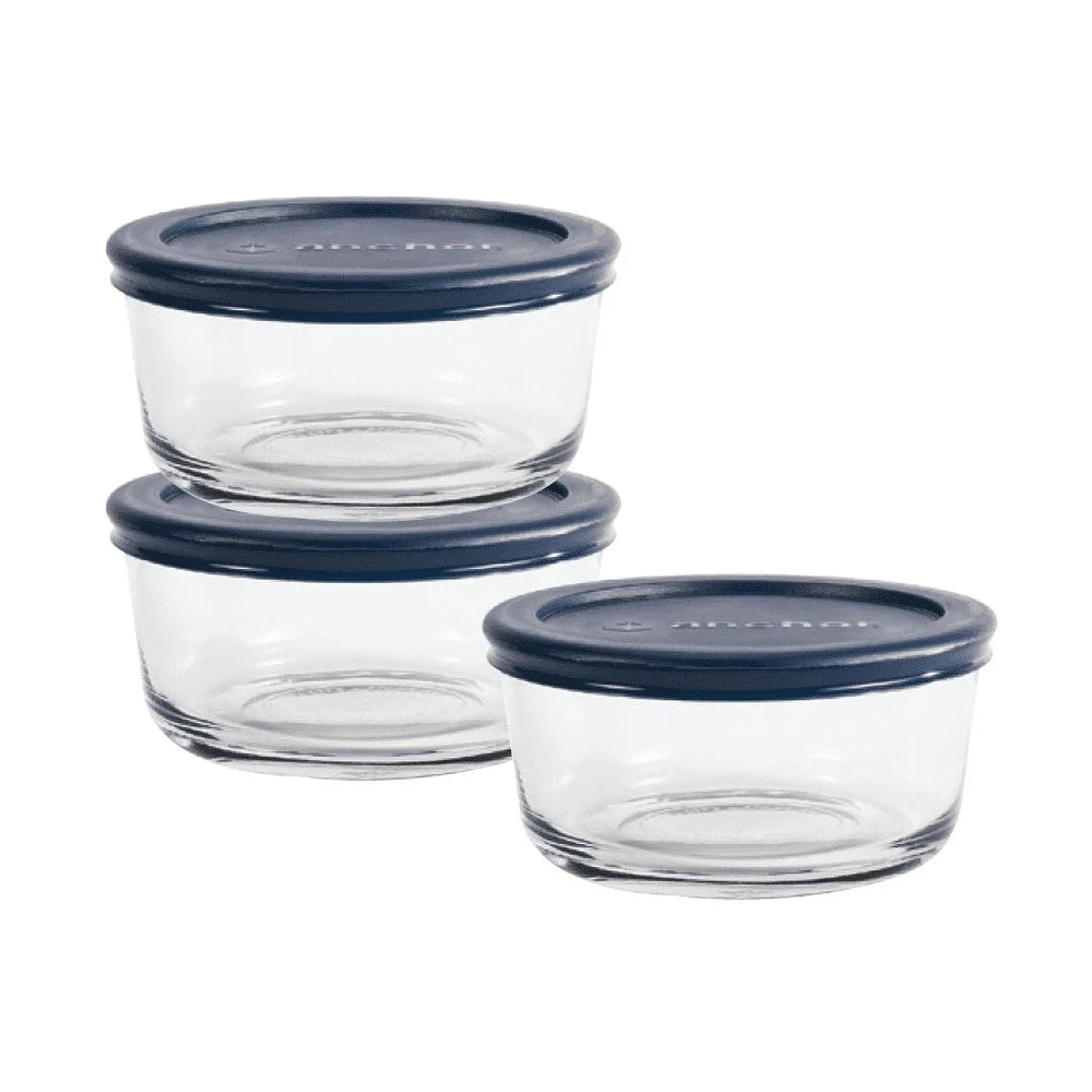 Glass Storage Jars Set of 3 BPA Free Microwave Safe