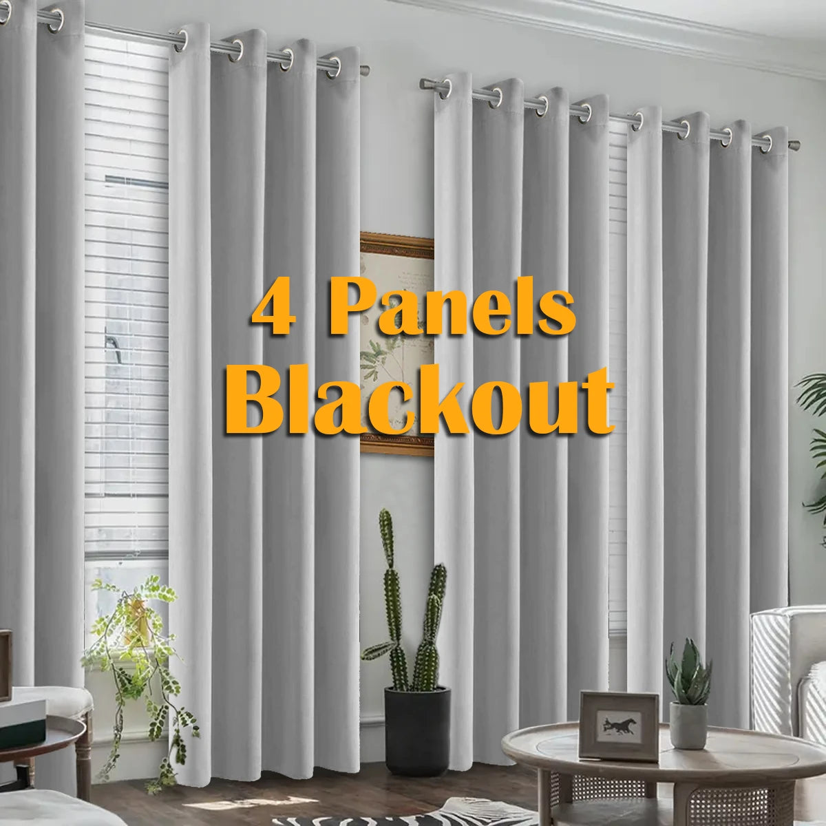 Blackout Curtains 4-Pack Heat Insulated for Bedroom and Living Room
