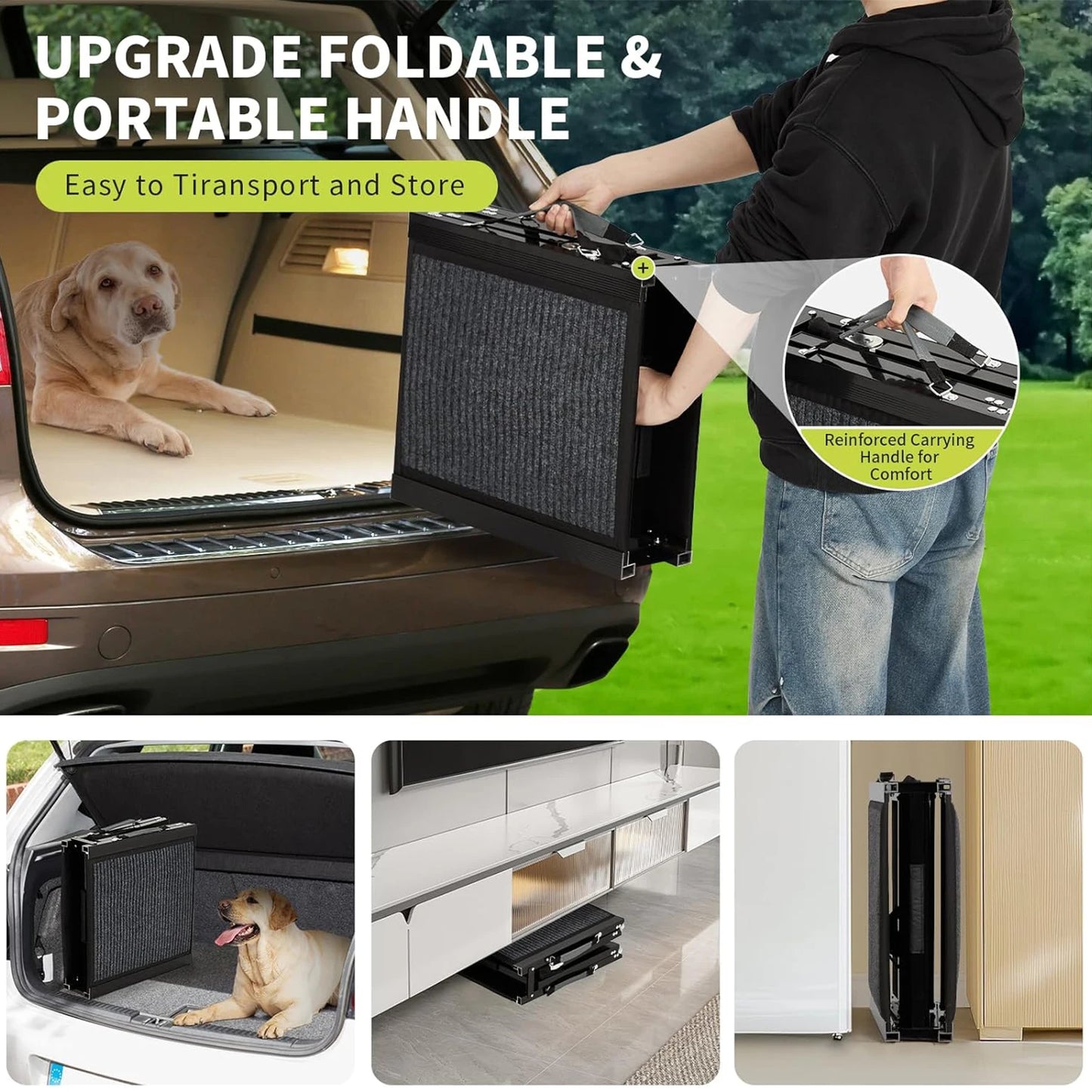 HiMiss Foldable Dog Car Ramp Non Slip Grip Large Breeds