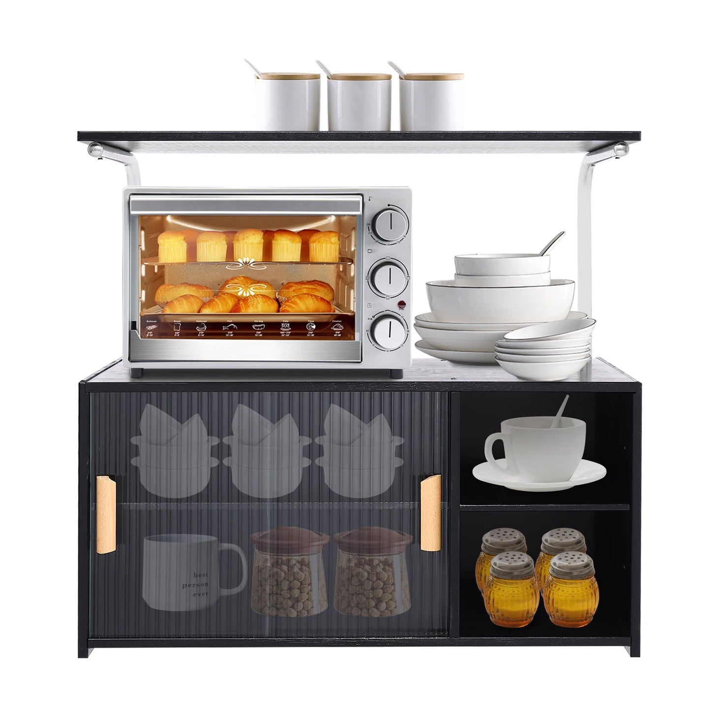 Storage Cabinet Two Tier With Adjustable Shelves Clear Door