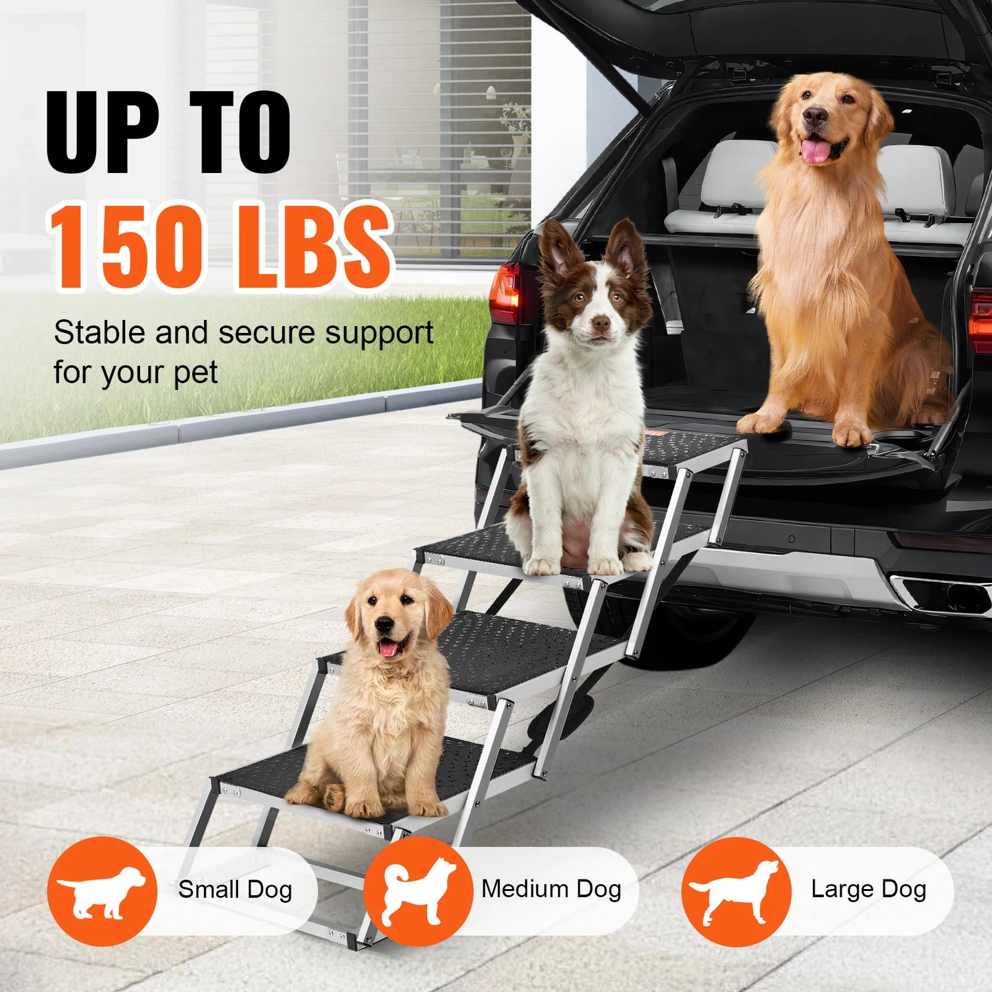 SucceBuy Car Dog Stair Folding Portable Pet Steps For Cars