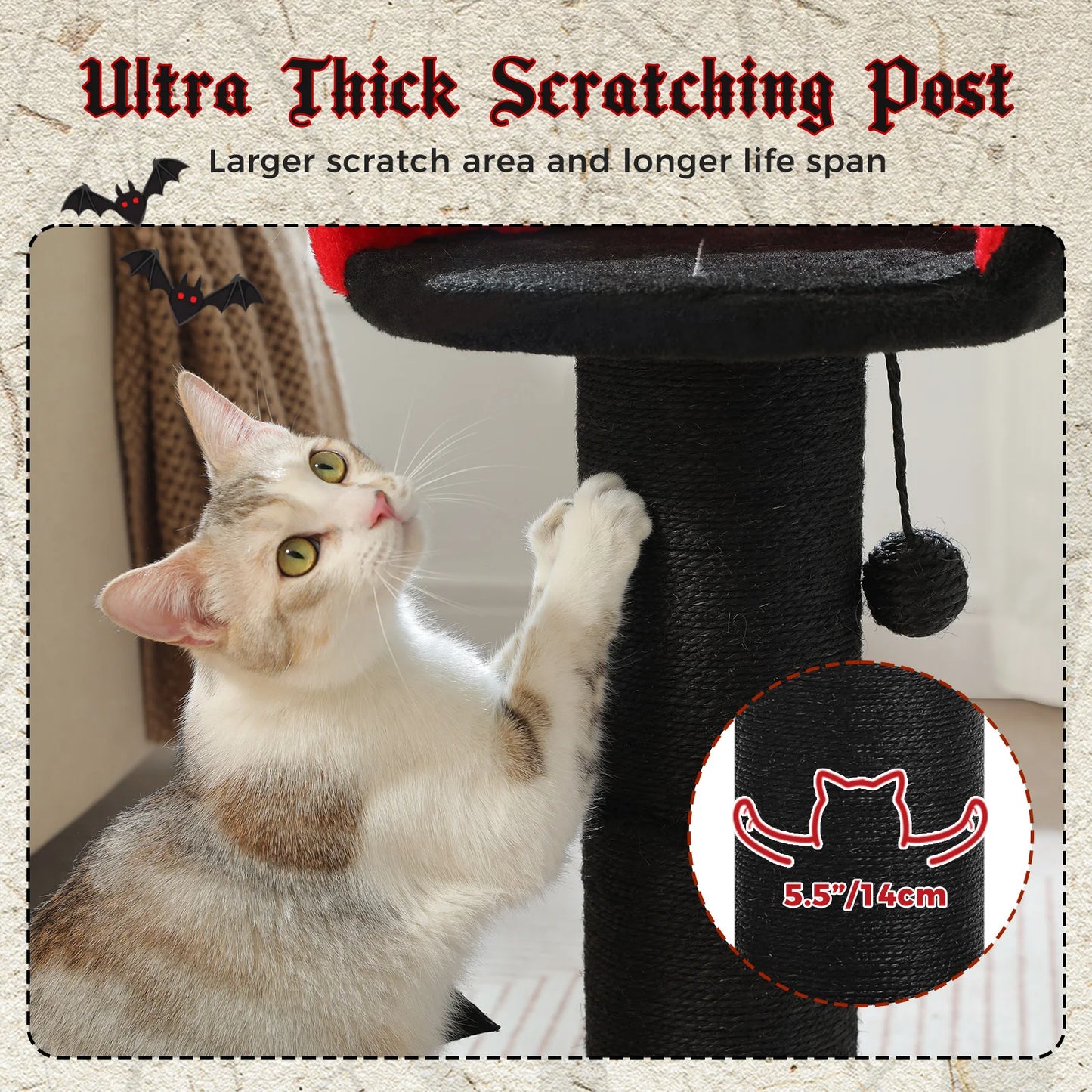 PAWZ Road Large Cat Scratching Post Indoor Gothic Cat Tree