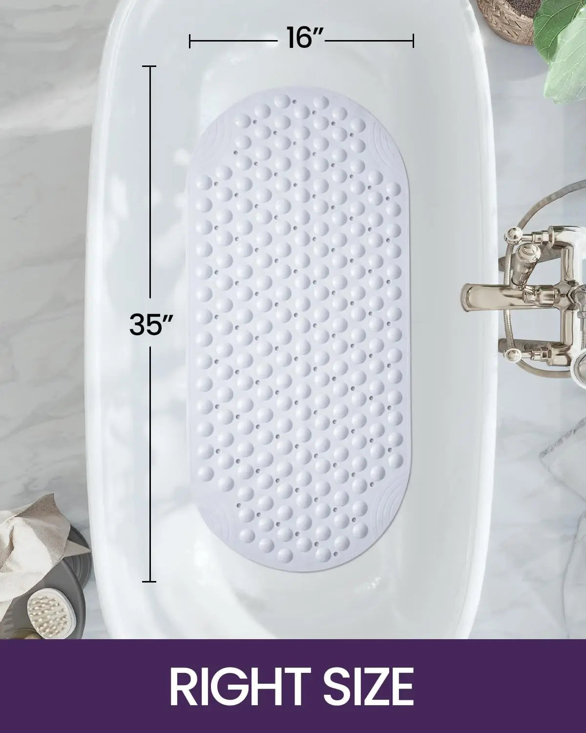 Non Slip Bathtub Mat With Suction Cups And Drain Holes