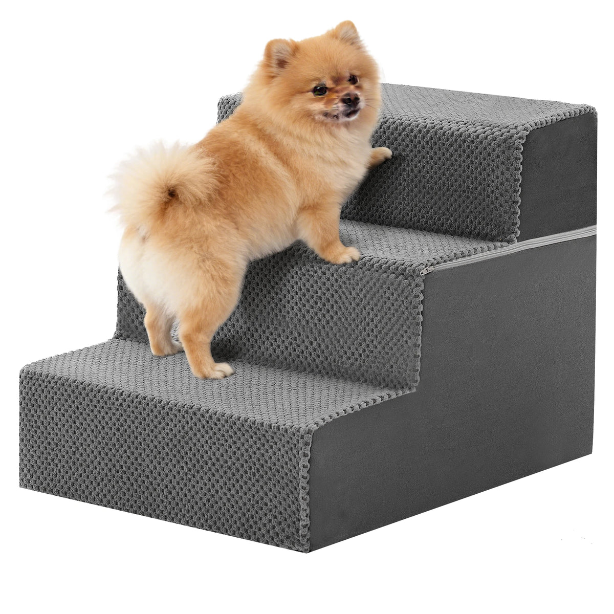 JHK 3 To 5 Step Curved Foam Dog Stairs Ramp