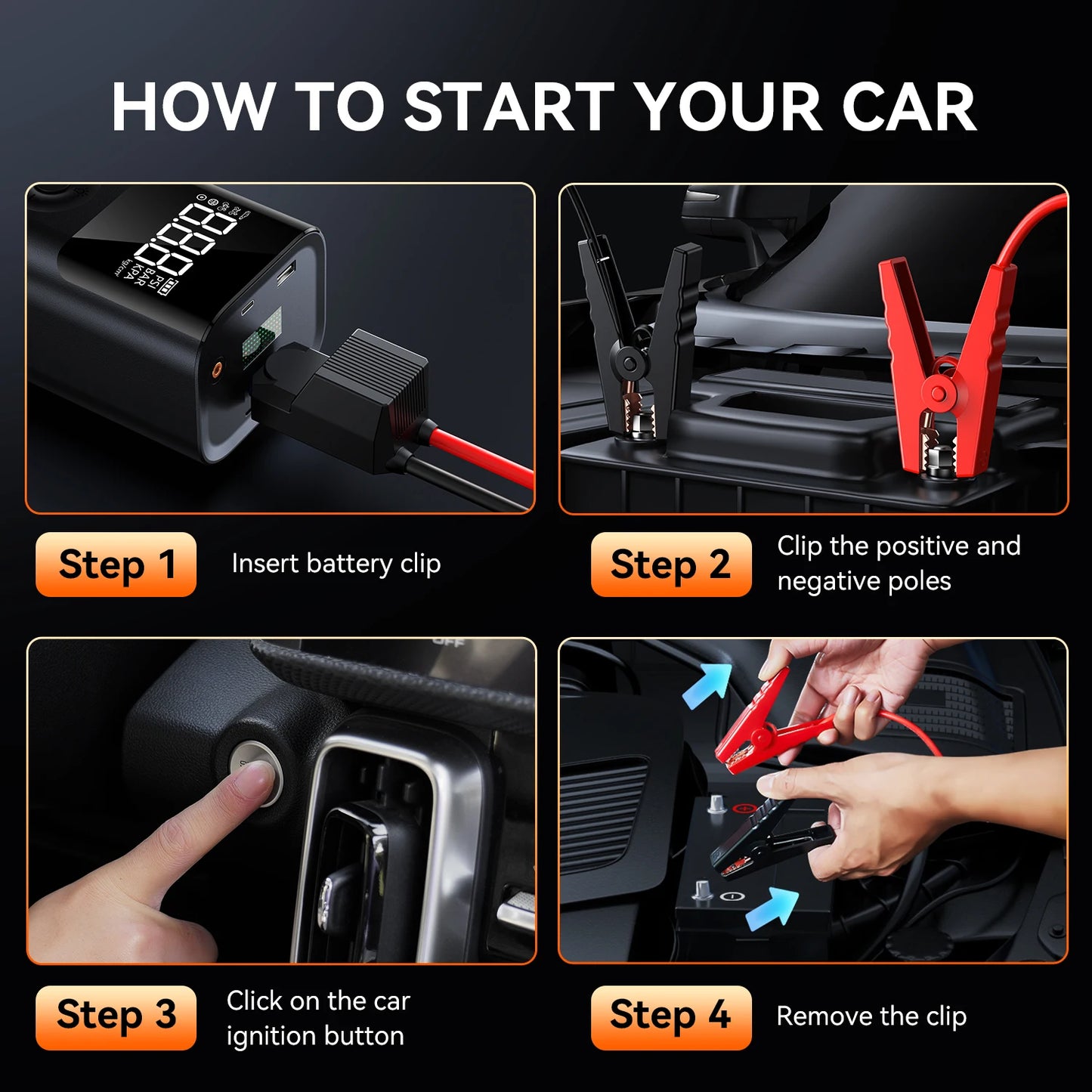 BUVAYE 12V Car Jump Starter With 150PSI Air Compressor