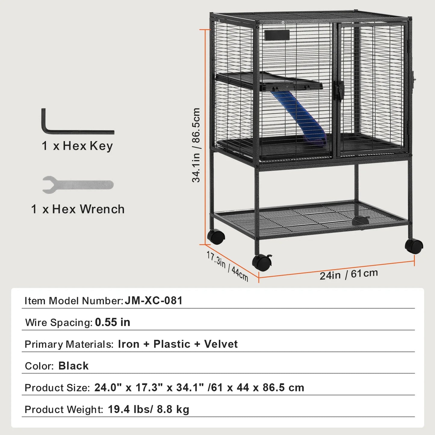 Rolling Ferret Cage 4 Tier Metal Cage For Rats Hamsters