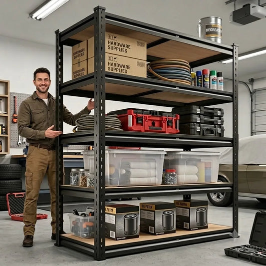 Heavy Duty 5-Tier Metal Storage Rack With MDF Shelves