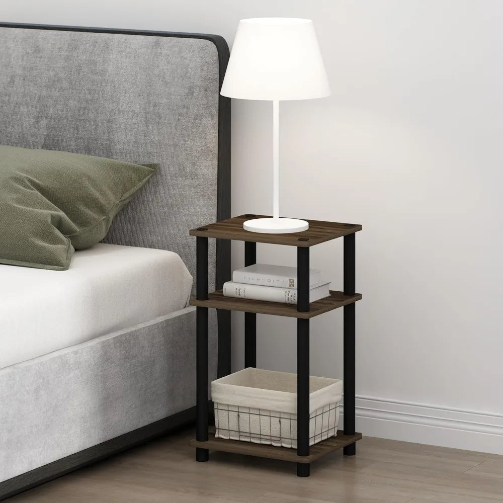 NBVCX Three Tier Open Storage Nightstand Rectangular