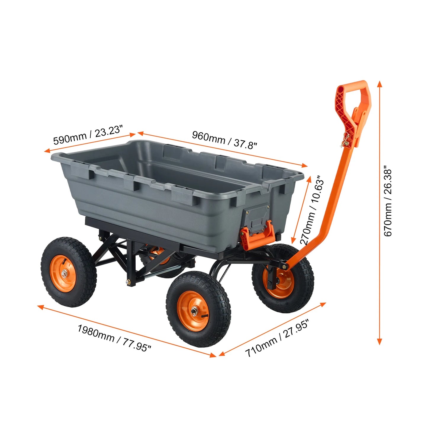 SucceBuy Poly Garden Dump Cart With Steel Frame Heavy Duty