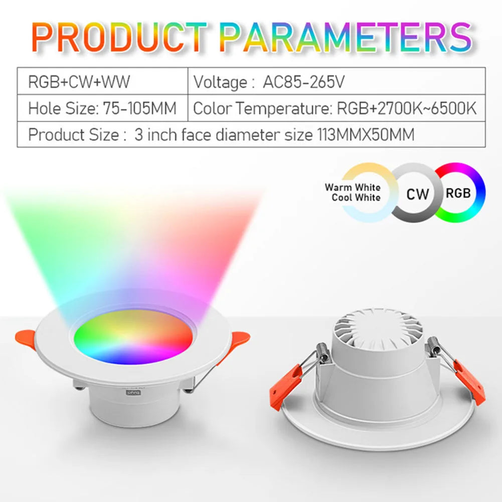 APWIKOGER 10W Smart LED Downlight RGB CCT Bluetooth Lamp