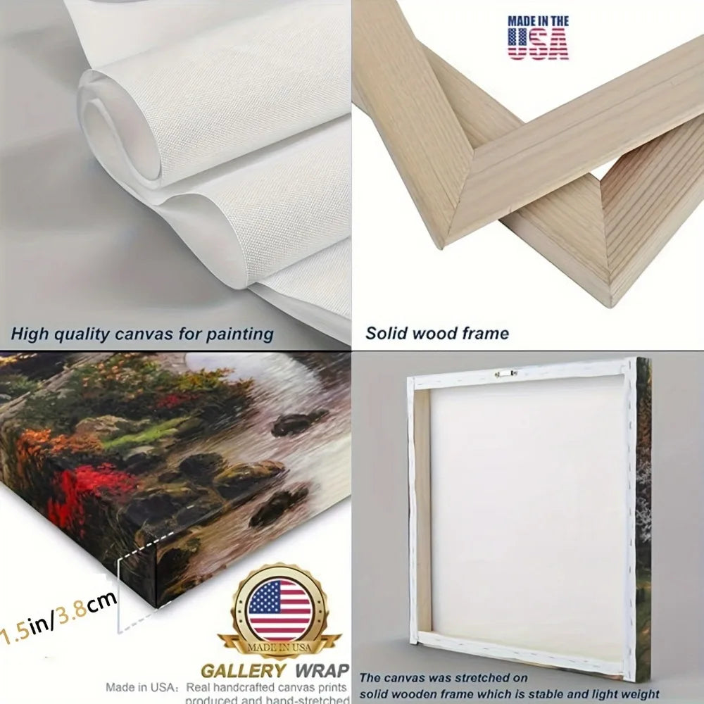 Solid Pine Wood Frame Ocean Sunset Canvas Mural Wall Art