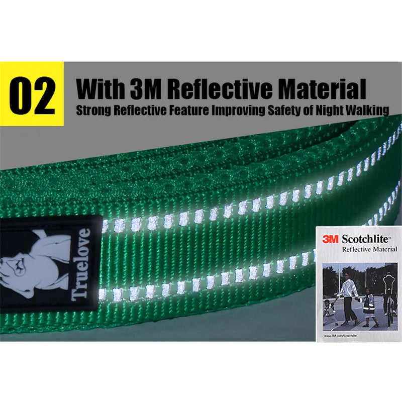 TRUELOVE Soft Dog Leash Reflective Nylon Mesh Padded
