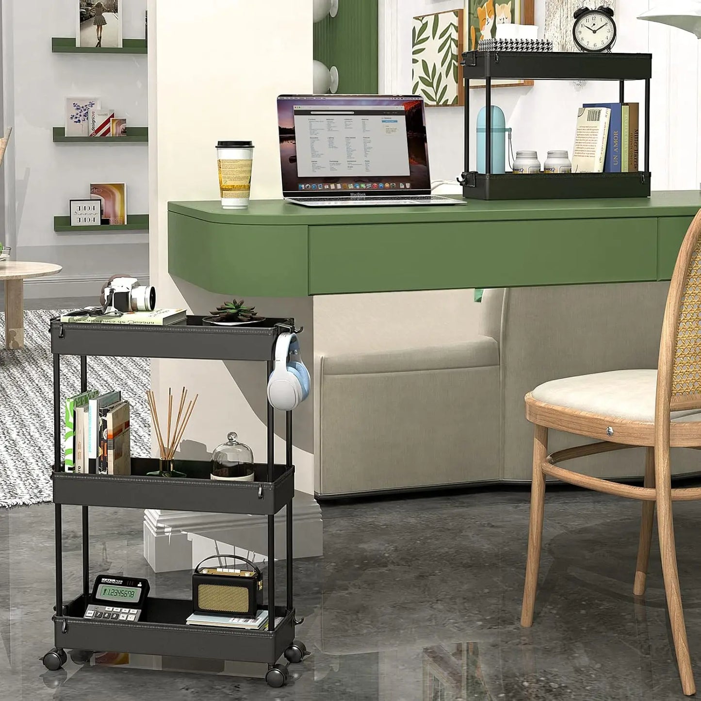 NBVCX Slim 3-Tier Rolling Storage Cart For Narrow Spaces