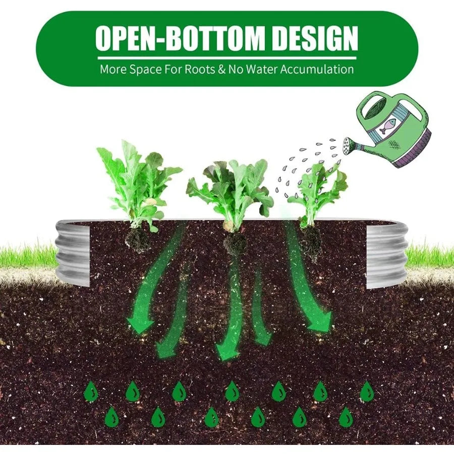Raised Garden Bed Metal Elevated Planter For Vegetables Flowers Herbs