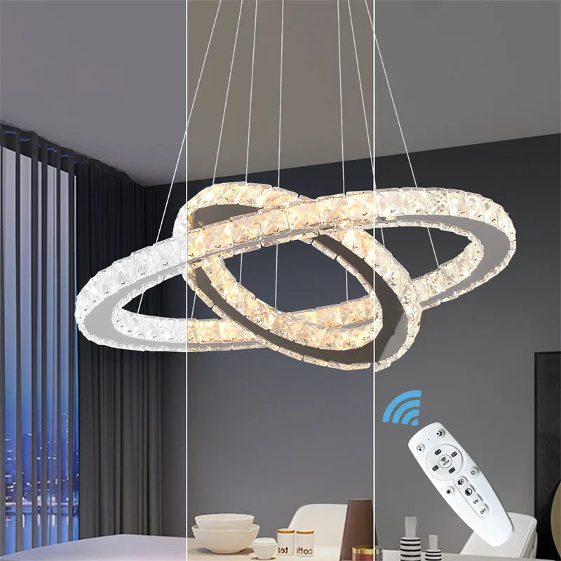GreeLustr Modern Crystal Led Chandelier With Dimming And Remote