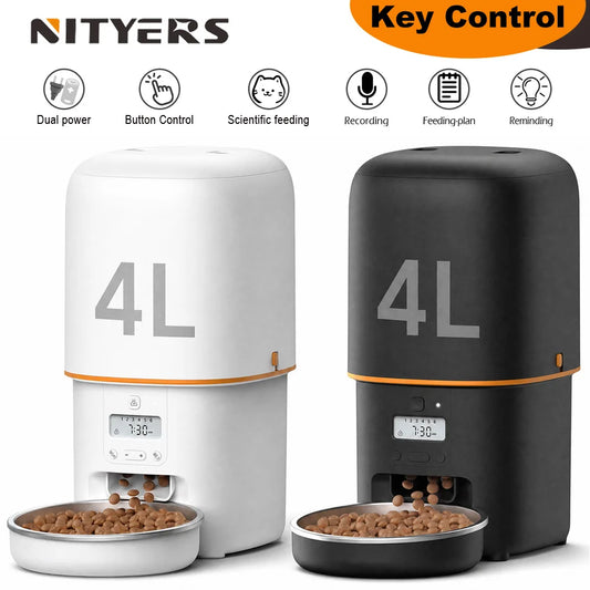 Nityers 4L Automatic Cat Feeder With Key Control System