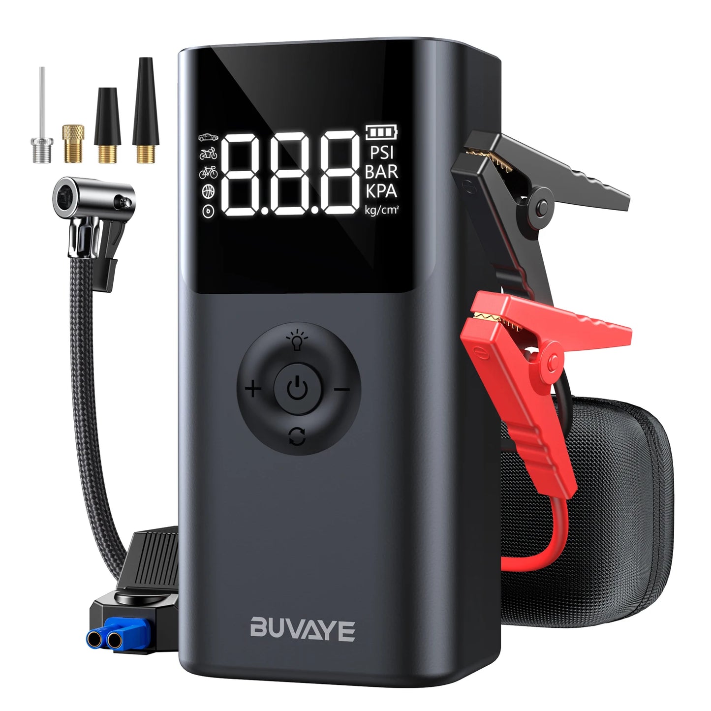 BUVAYE 12V Car Jump Starter With 150PSI Air Compressor