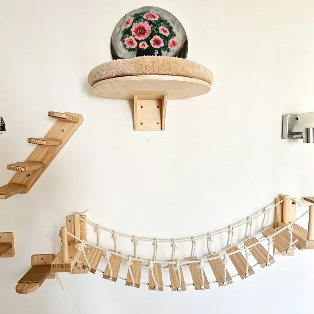 Wall Mounted Cat Bridge With Sisal Rope For Indoor Cats