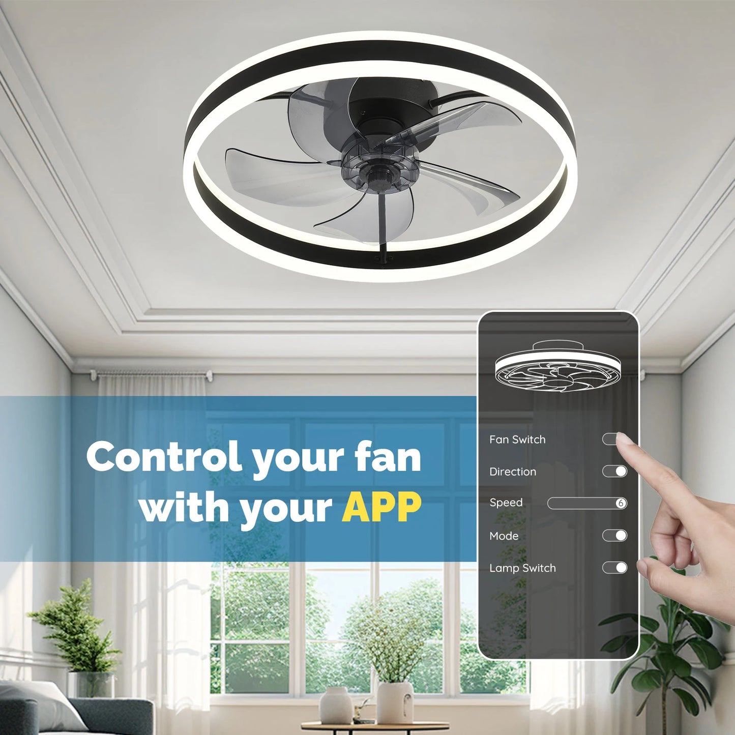 Orison Flush Mount Low Profile LED Ceiling Fan With Remote