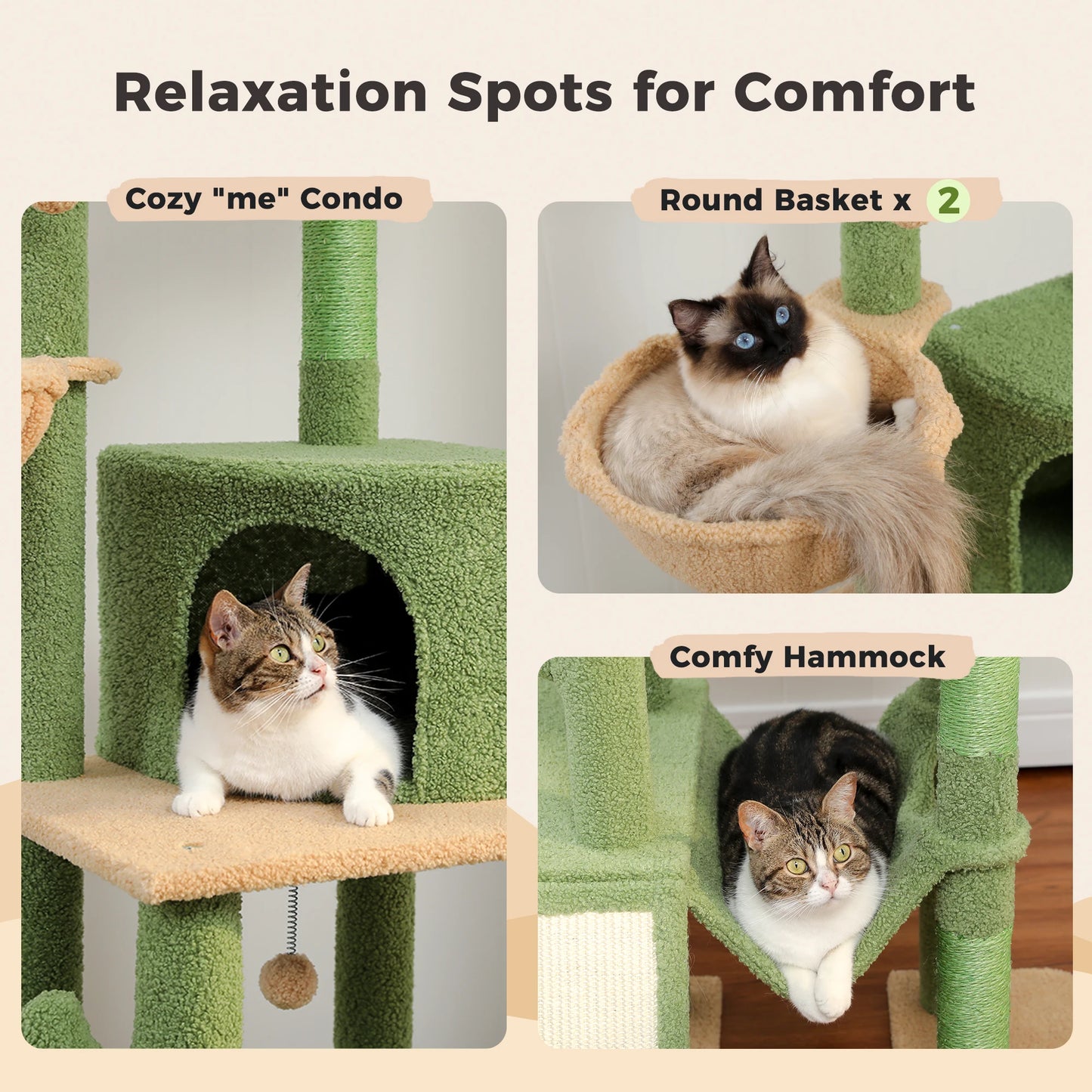 PAWZ Road Cactus Cat Tree With Scratching Posts And Condos
