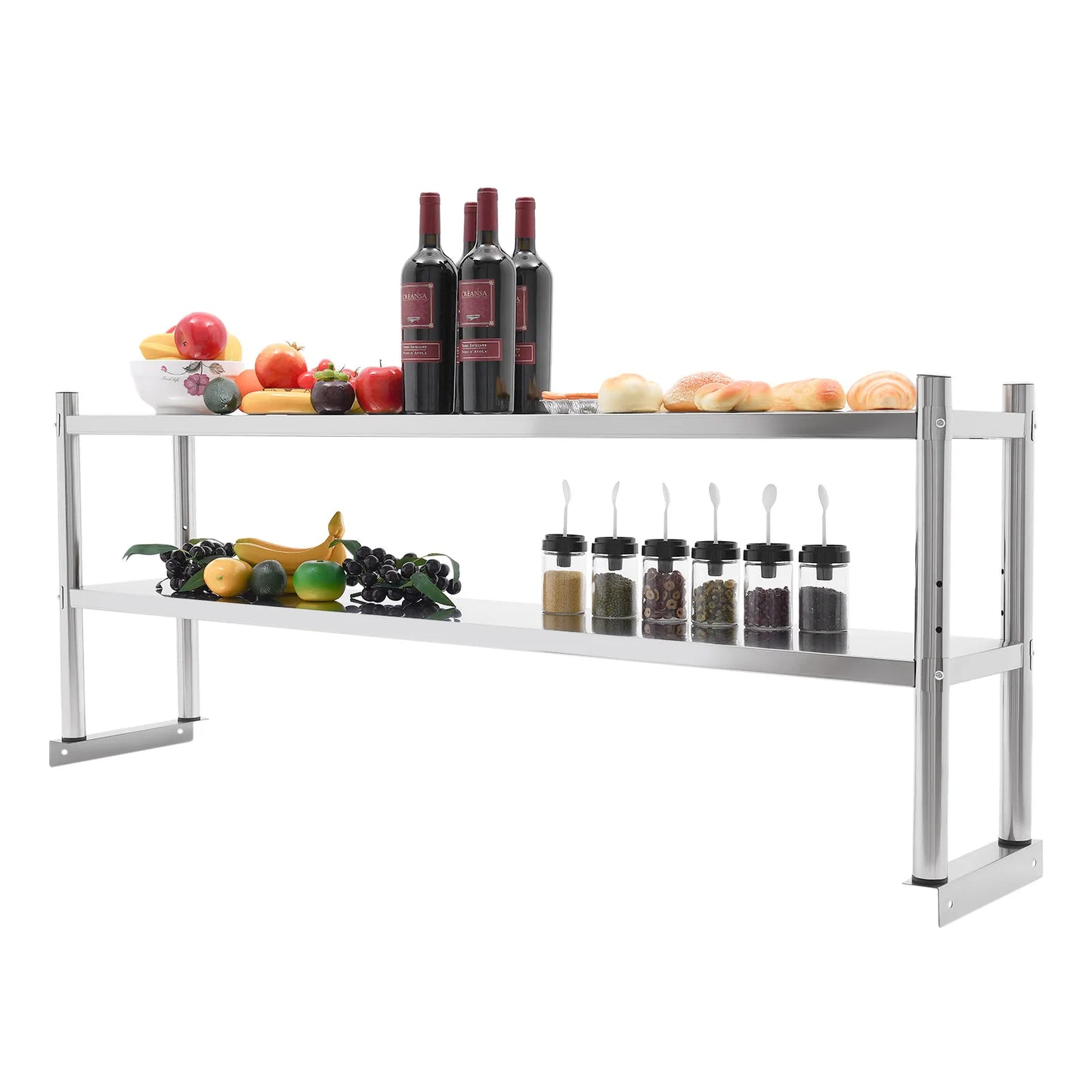 Stainless Steel 2-Tier Adjustable Shelving Unit For Storage