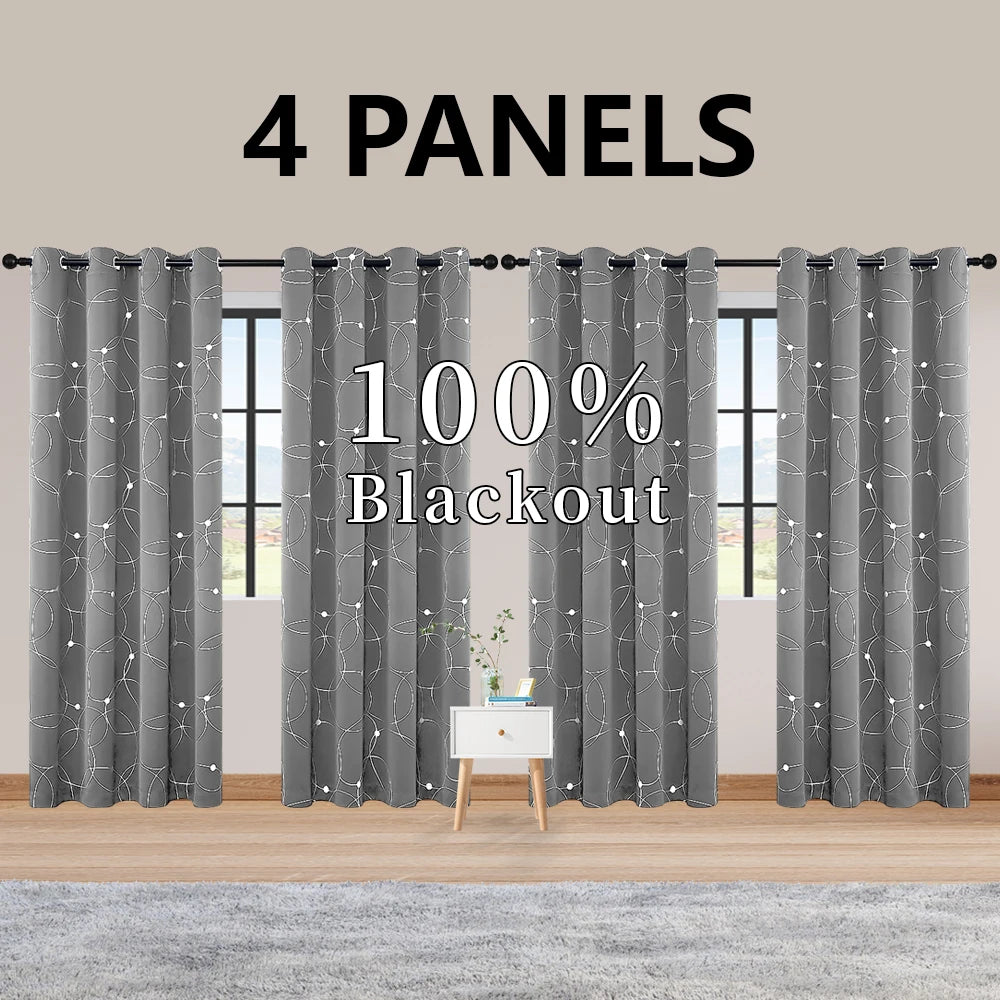 Blackout Curtain Set 4 Piece Grommet Thermal Insulated Room Darkening