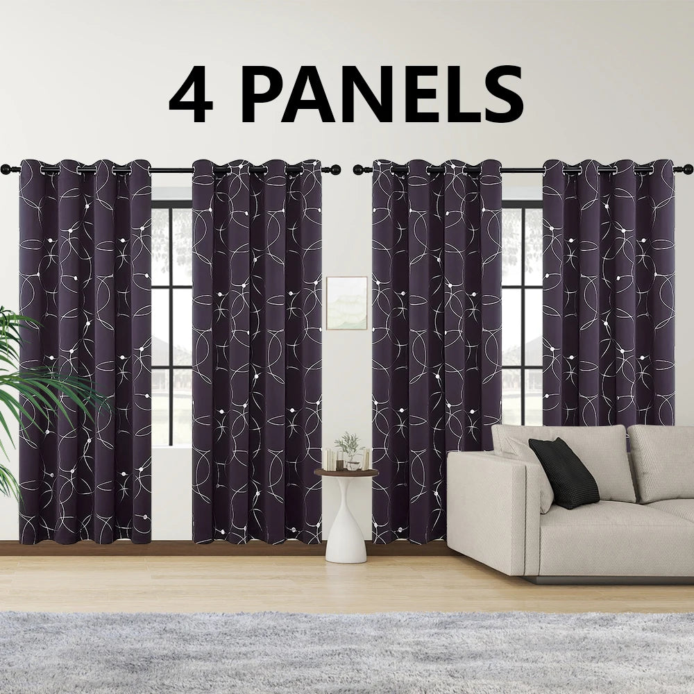 Blackout Curtain Set 4 Piece Grommet Thermal Insulated Room Darkening
