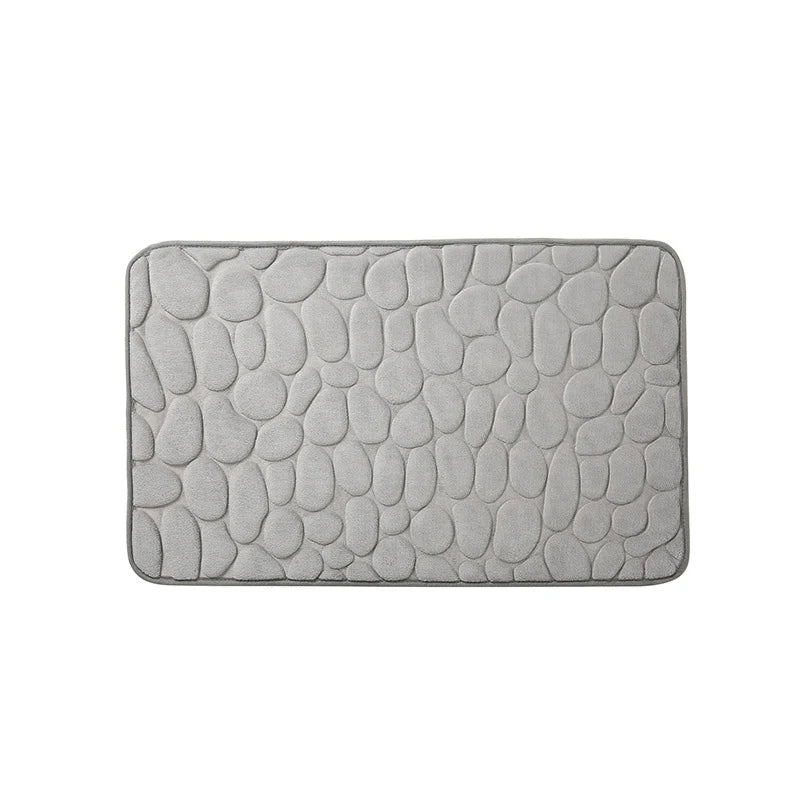 Cobblestone Embossed Non Slip Bath Mat Memory Foam