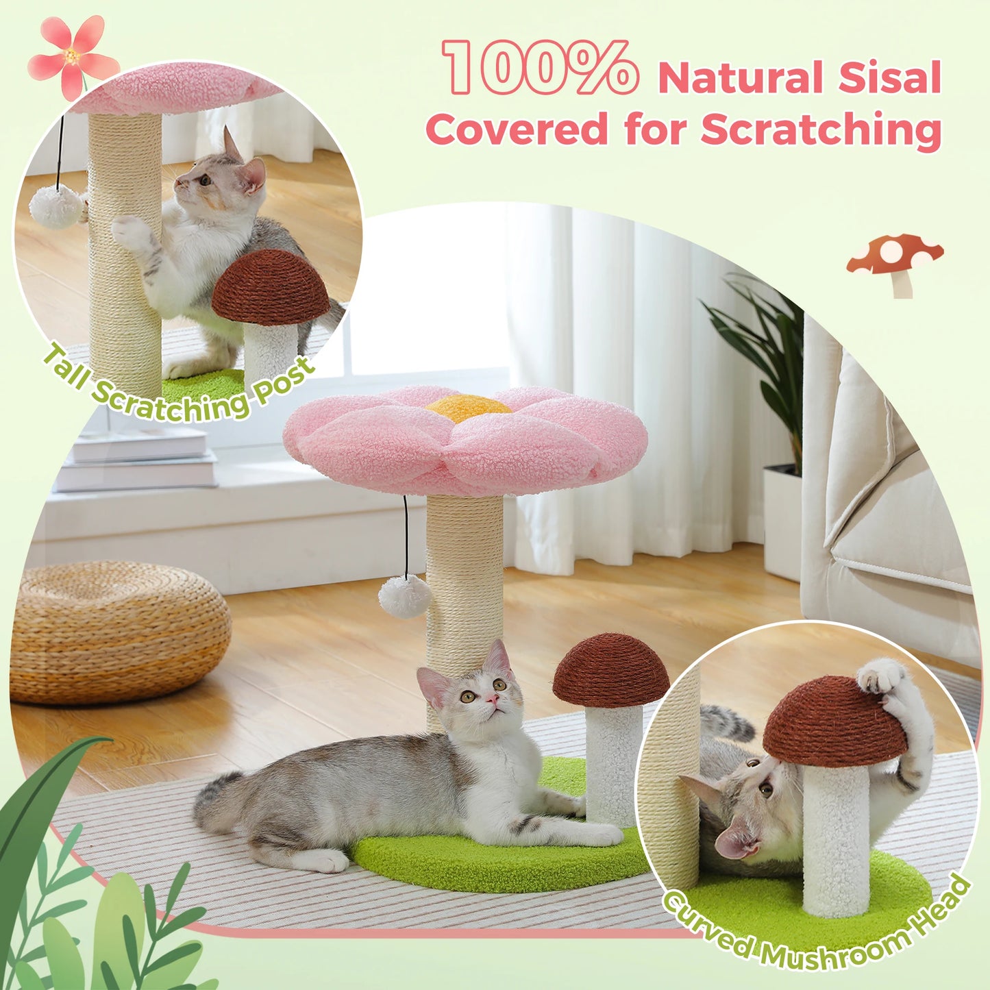 PAWZ Road Double Tier Cat Scratching Post With Removable Flower Bed
