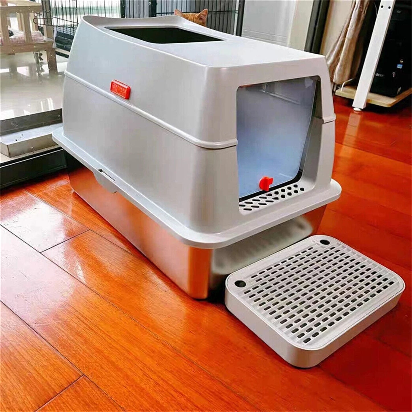 Large Enclosed Cat Litter Box With Lid And High Sides