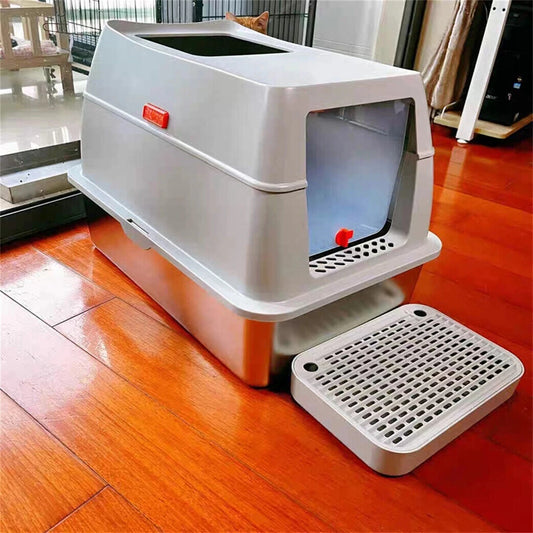 Large Enclosed Cat Litter Box With Lid And High Sides