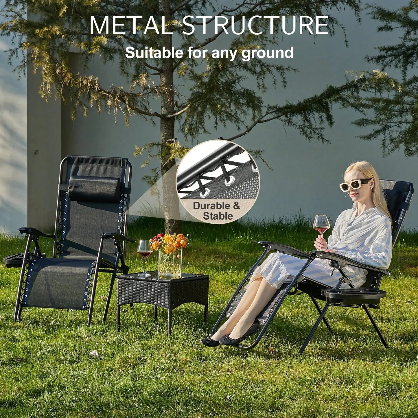 Zero Gravity Lounge Chairs Set of 2 Ergonomic Folding Recliners