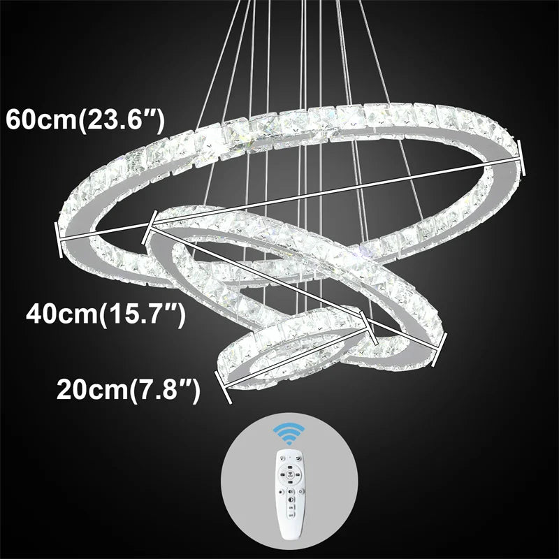 GreeLustr Modern Crystal Led Chandelier With Dimming And Remote
