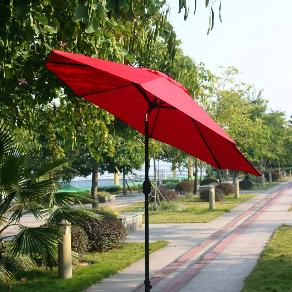 NBVCX Outdoor Patio Umbrella With 8 Sturdy Ribs Red