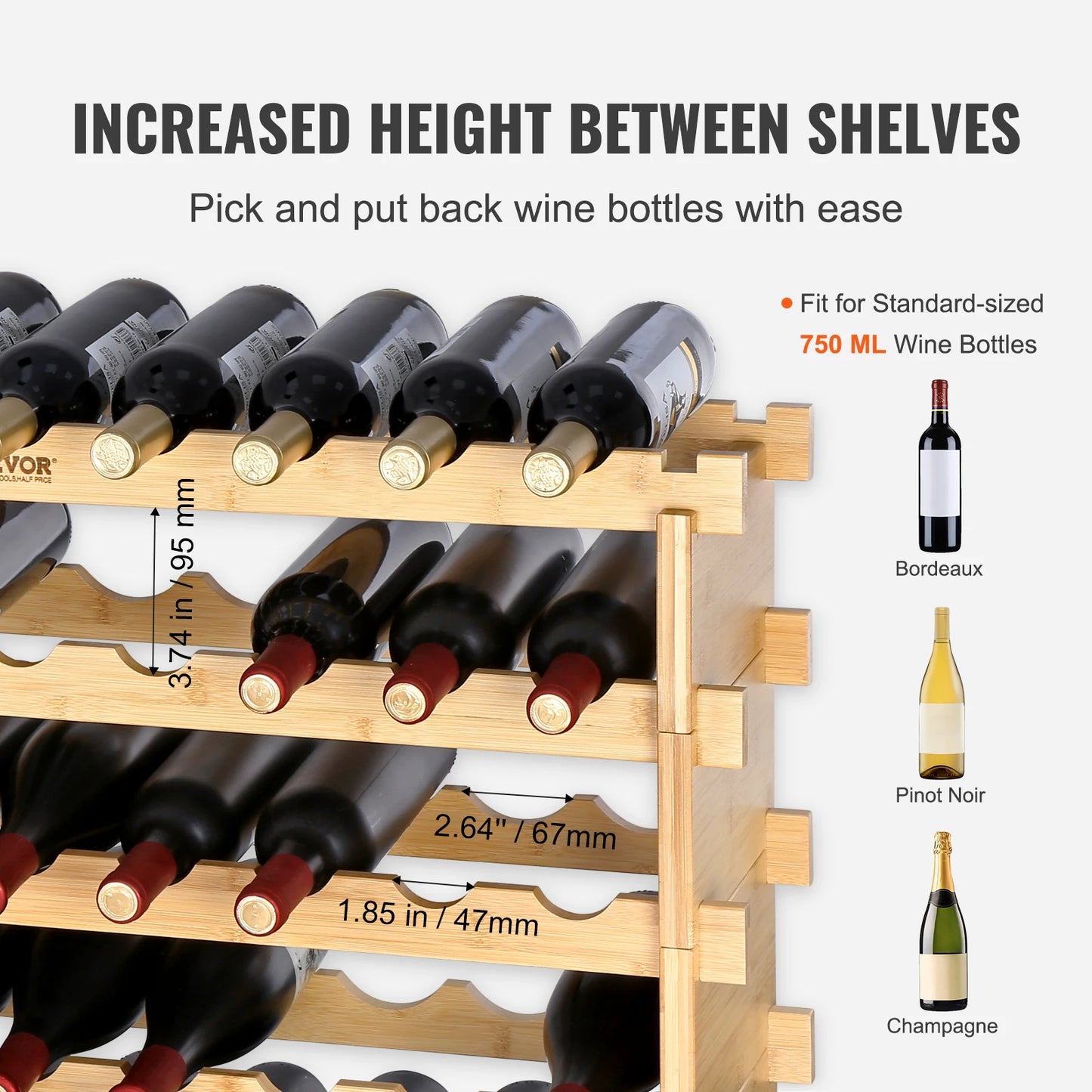 SucceBuy Eight Tier Bamboo Stackable Wine Rack