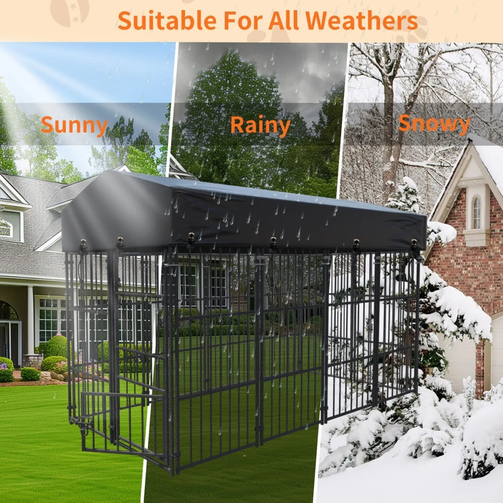 BORWART Heavy Duty Large Dog Kennel Welded Metal Playpen With Roof Cover