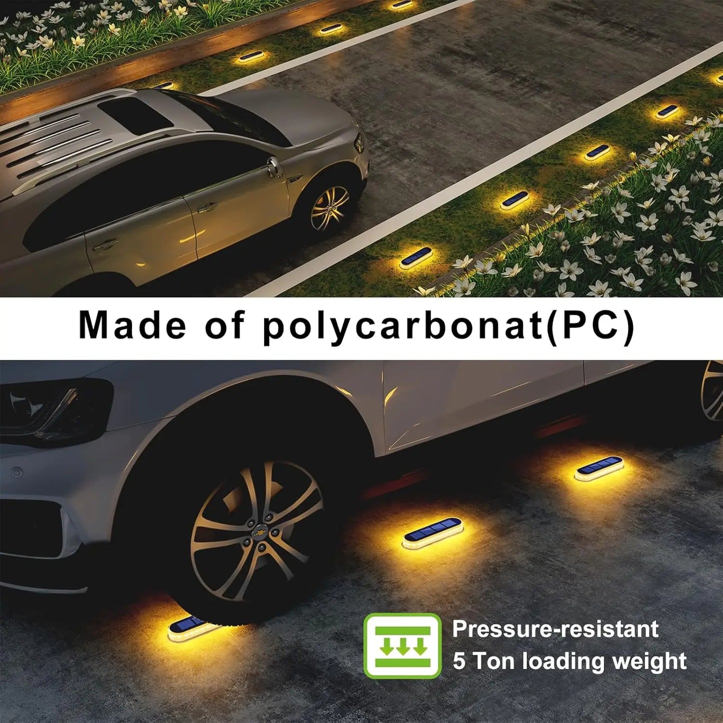Solar Deck Lights IP68 Waterproof Anti-Pressure 5 Ton 4 Pack