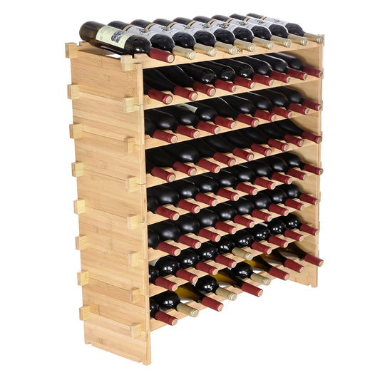 SucceBuy Eight Tier Bamboo Stackable Wine Rack