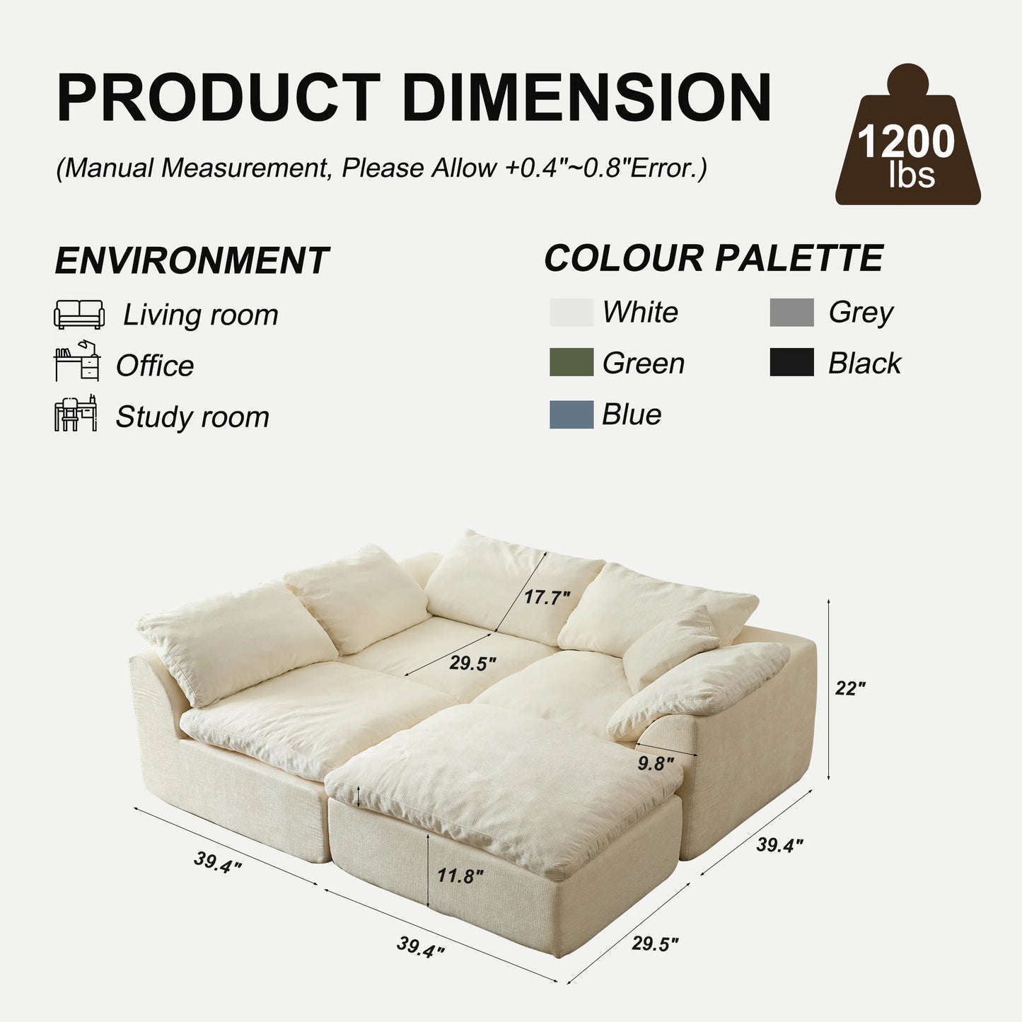 Yeflixvrau Modern Modular Sectional Sofa Removable Cushions