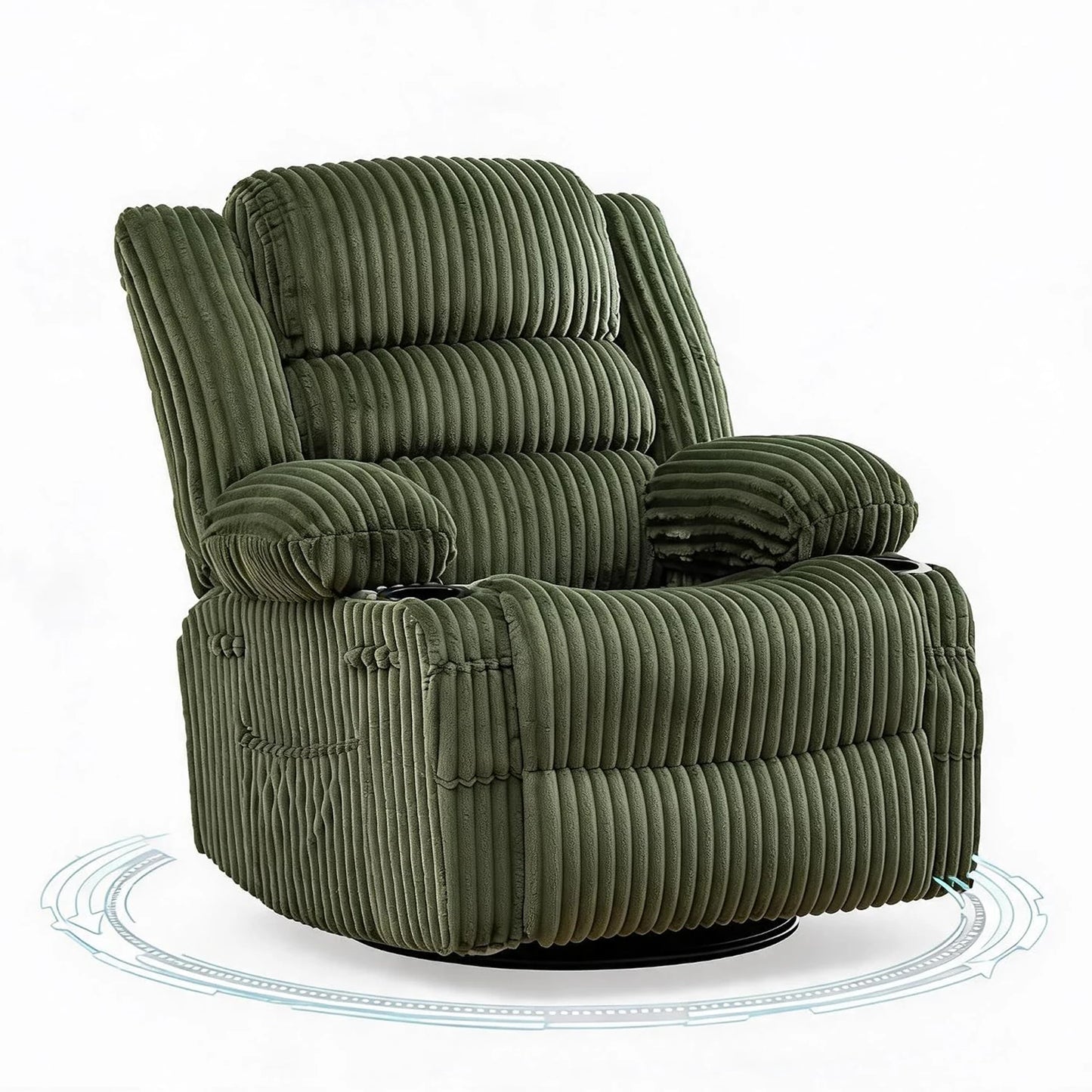 HiMISS 360° Swivel Rocking Glider Chair With Cup Holder