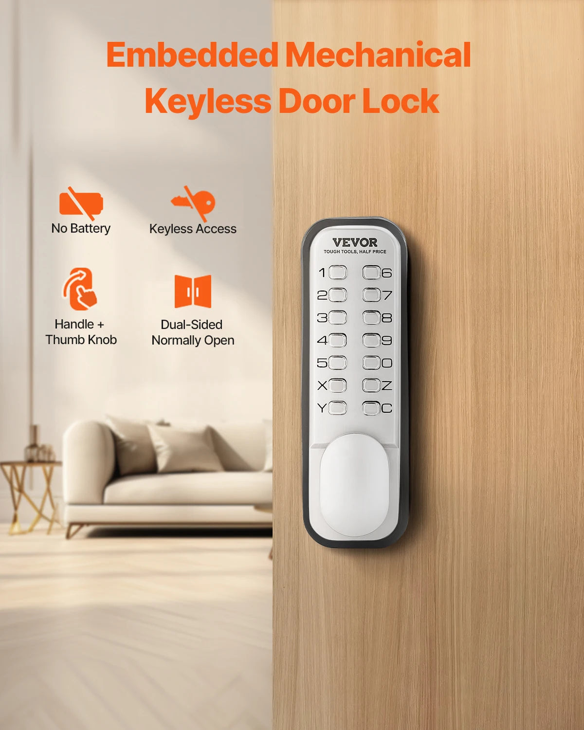 SucceBuy Mechanical Keyless Entry Door Lock 14Key Keypad