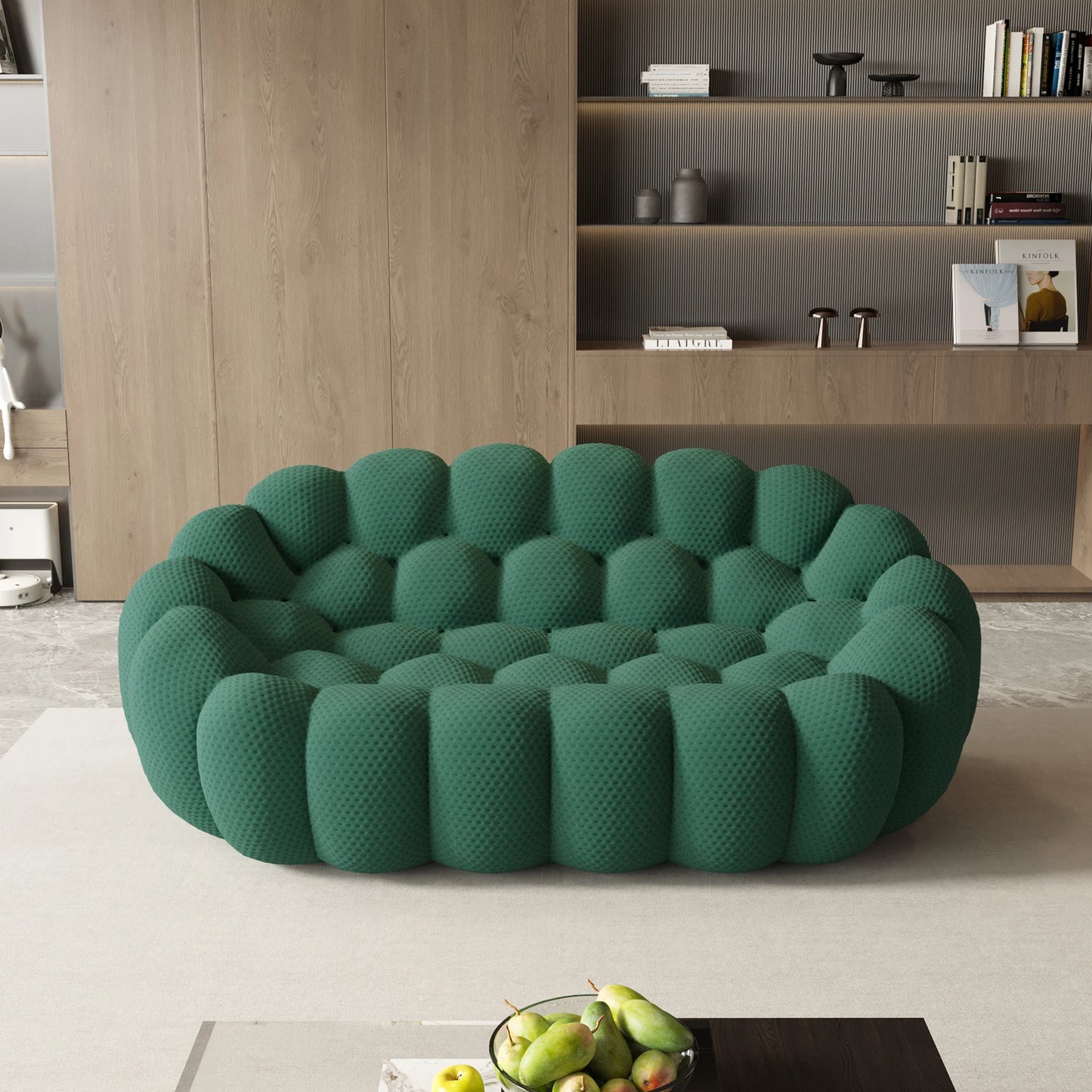 Sdorens Modern Curved Boneless Sofa With Knit Fabric Loveseat