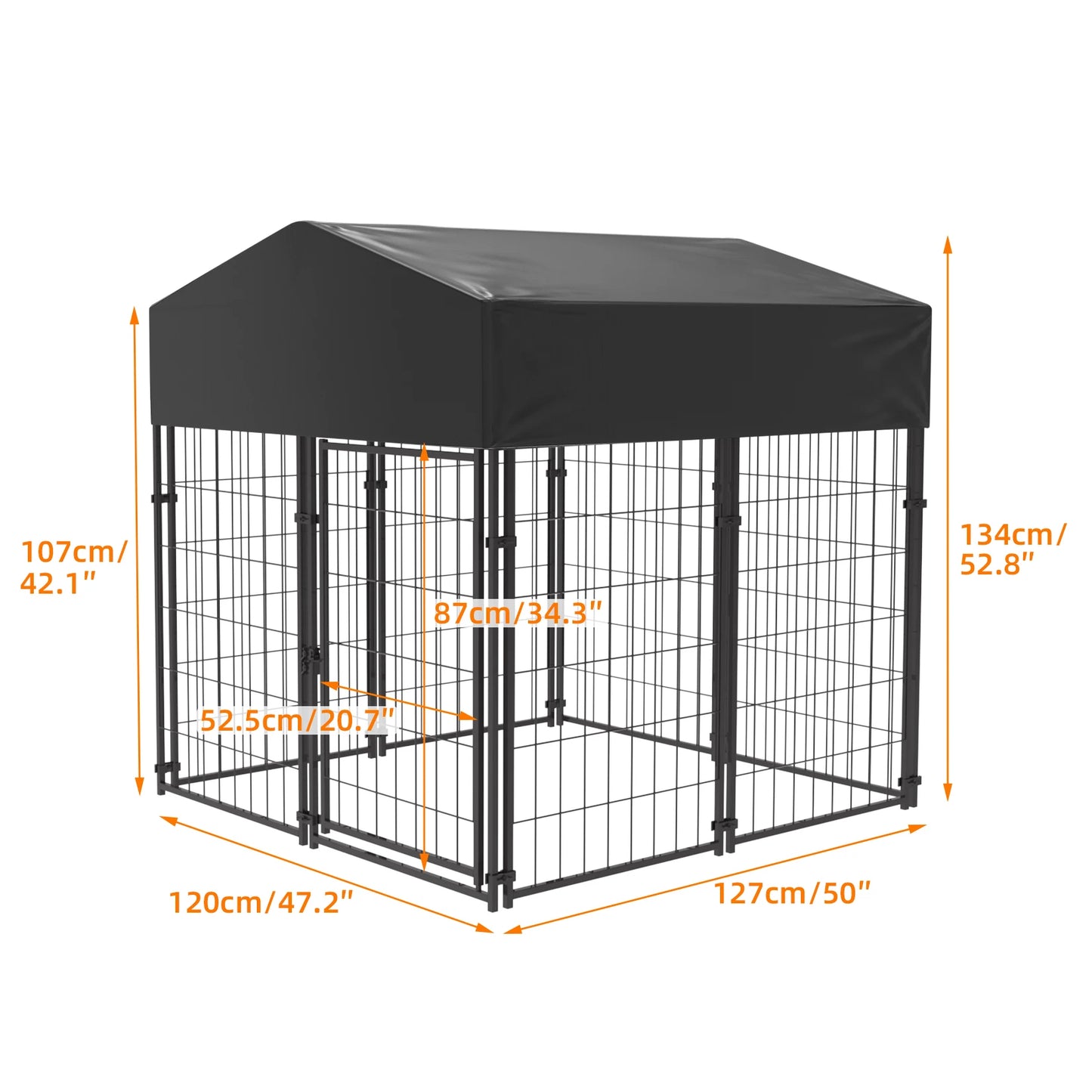 BINGOPAW Large Outdoor Dog Kennel With Welded Wire Canopy