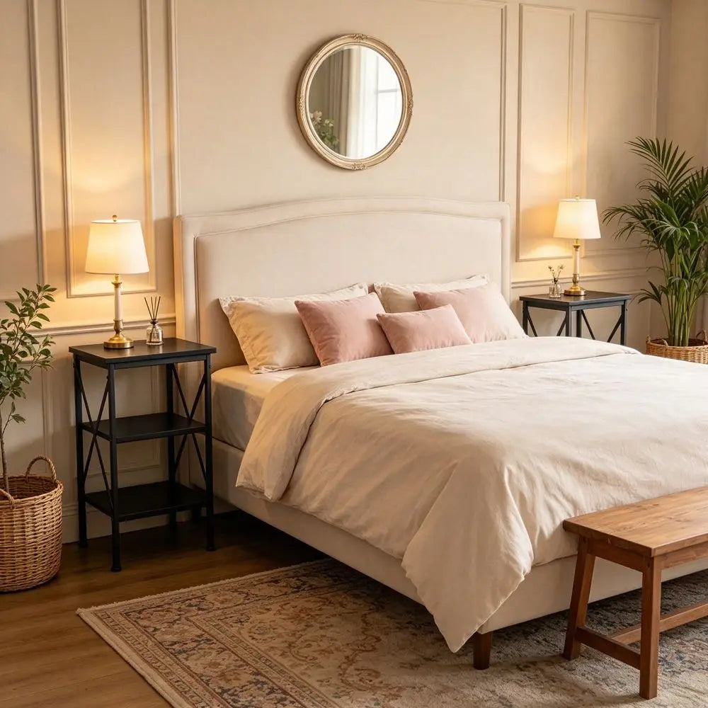 3 Tier End Table With Storage Shelves Bedroom Living Room